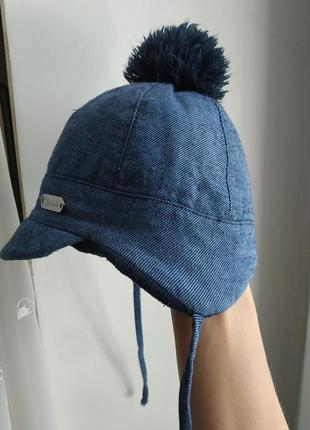 Зимняя шапка с ушками для мальчика 12-182 фото