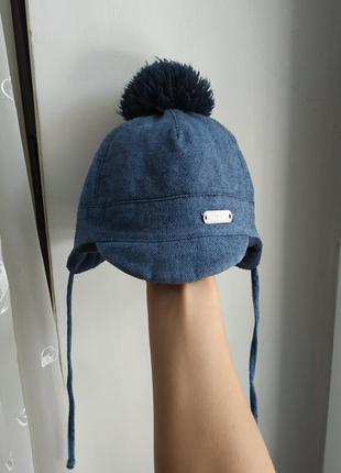 Зимняя шапка с ушками для мальчика 12-18