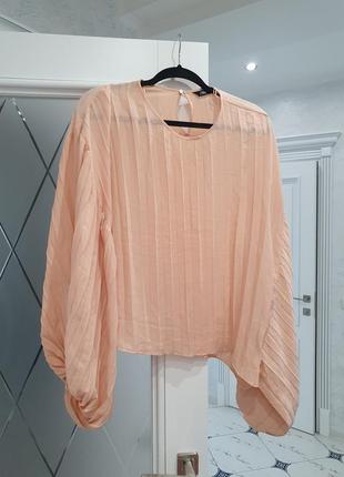 Блуза zara с обьемными рукавами плиссе