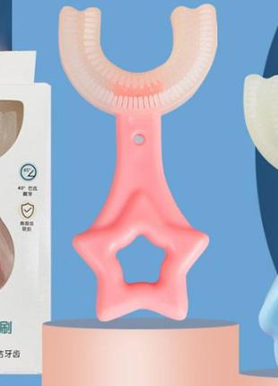 Детская зубная щетка, у-образная 2-6 лет / прибор для чистки зубов / u - образная / желтая