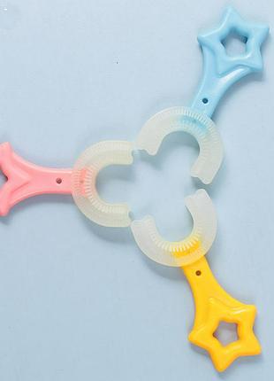 Детская зубная щетка, у-образная 2-6 лет / прибор для чистки зубов / u - образная / желтая