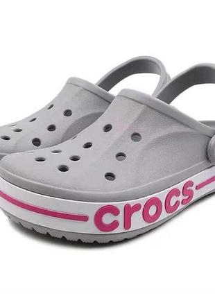 Женские кроксы crocs сабо bayaband light grey/candy pink2 фото
