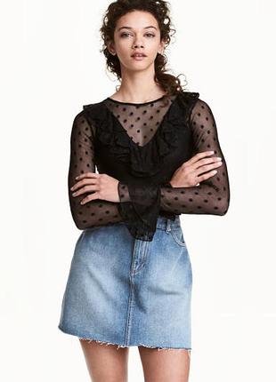 Новая прозрачная блуза в горошек с рюшами h&m 34 размер хс