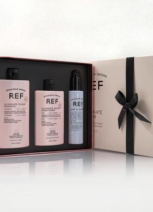 Ref holiday box illuminate colour подарунковий бокс для блиску фарбованого волосся, набір ref