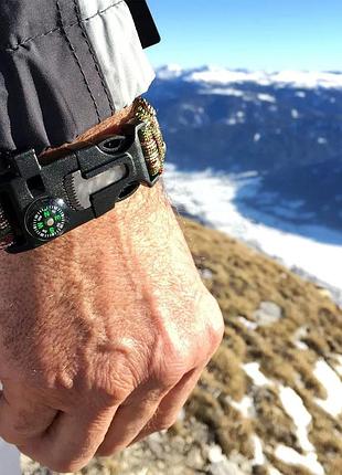 Браслет туристический neo tools для выживания из паракорда 5в1 с компасом зеленый