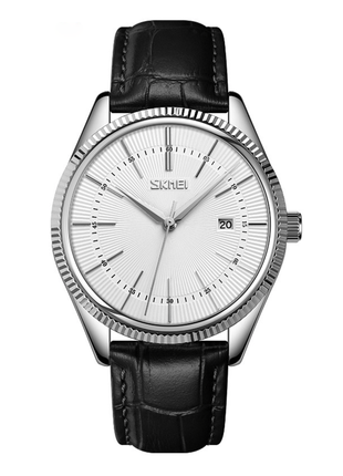 Мужские часы skmei искусственная кожа с датой черный/белый