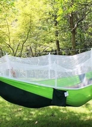 Туристичний гамак із москітною сіткою ukc hammock net зелений до 200 кг.2 фото