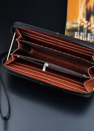 Мужской черный темно-коричневый светло-коричневый клатч кошелек на молнии с ремешком