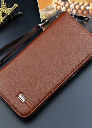 Мужской черный темно-коричневый светло-коричневый клатч кошелек на молнии с ремешком