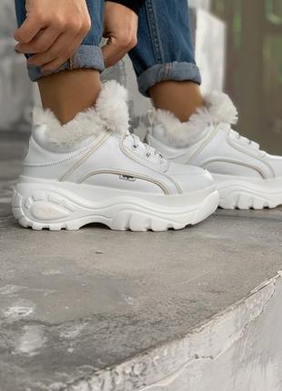 😍buffalo london white winter😍женские зимние кроссовки/ботинки баффало, белые с мехом4 фото