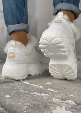 😍buffalo london white winter😍женские зимние кроссовки/ботинки баффало, белые с мехом6 фото