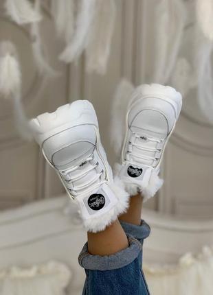 😍buffalo london white winter😍женские зимние кроссовки/ботинки баффало, белые с мехом7 фото