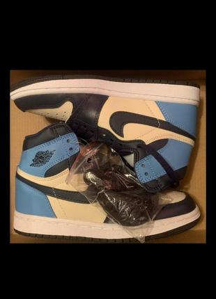 Кроссовки nike air jordan 1 nike jordan blue/grey/beige эйр джордан самыеки