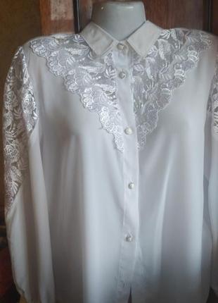 Красивая белоснежная блуза рубашка плюс сайз на 54 укр2 фото