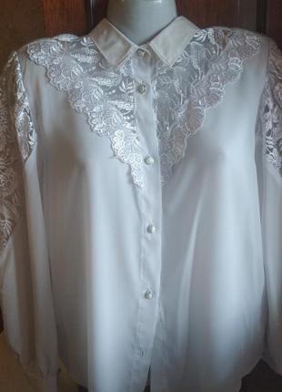 Красивая белоснежная блуза рубашка плюс сайз на 54 укр