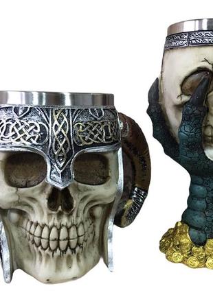 Подарочный набор кружка чашка бокал 3d сатан череп лапа дракона подарок6 фото