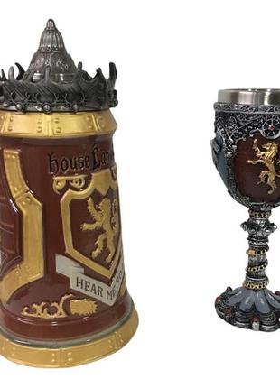 Подарунковий набір гуртка game of thrones house lannister stein гра престолів будинок ланністеров і winter coming3 фото