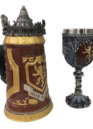 Подарунковий набір гуртка game of thrones house lannister stein гра престолів будинок ланністеров і winter coming1 фото