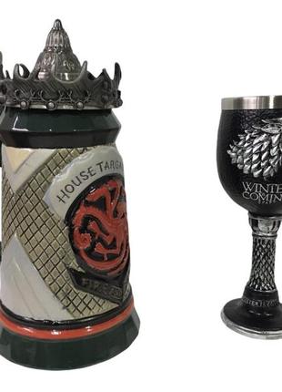 Подарунковий набір гуртка game of thrones house targaryen fire and blood гра престолів і кубок будинок старков2 фото