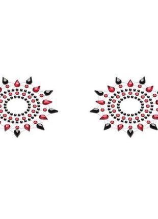 Пэстис из кристаллов petits joujoux gloria set of 2 - black/red, украшение на грудь feromon1 фото