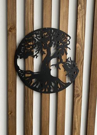 Настенный декор панно картина лофт из металла дерево жизни