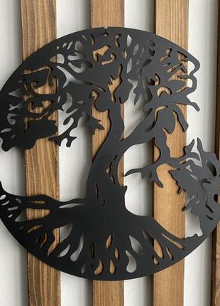 Настенный декор панно картина лофт из металла дерево жизни3 фото