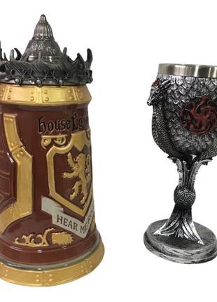 Подарунковий набір гуртка game of thrones house lannister stein гра престолів будинок ланністеров і fire and blood2 фото