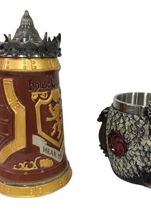 Подарочный набор кружка game of thrones house lannister и кружка fire and blood targaryen 3d дом таргариен3 фото