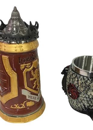 Подарочный набор кружка game of thrones house lannister и кружка fire and blood targaryen 3d дом таргариен4 фото