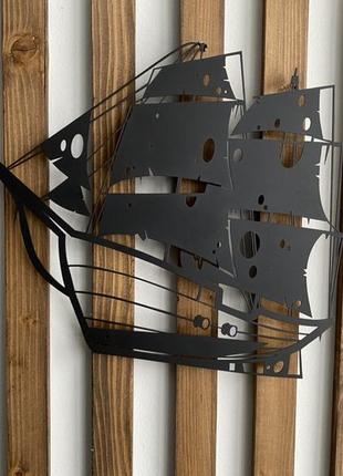Настенный декор панно картина лофт из металла корабль с парусами2 фото