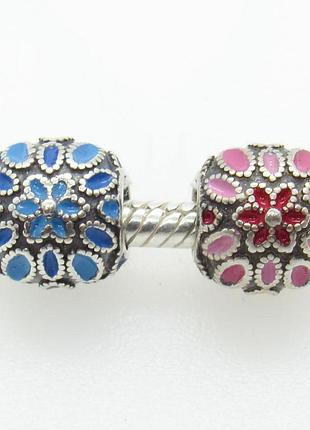 Распродажа - серебряный шарм "цветной шарик с емалью"