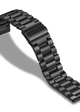 Браслет універсальний для годинника ремінець 20-мм сталевий класичний чорний bewatch (1110401)