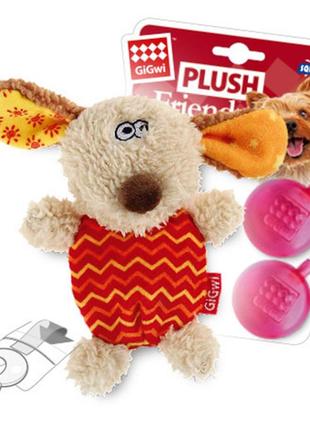 Игрушка для собак собачка с пищалкой gigwi plush, текстиль, пластик, 13 см