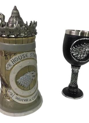 Подарочный набор кружка game of thrones house stark игра престолов дом старков и бокал дом старков3 фото