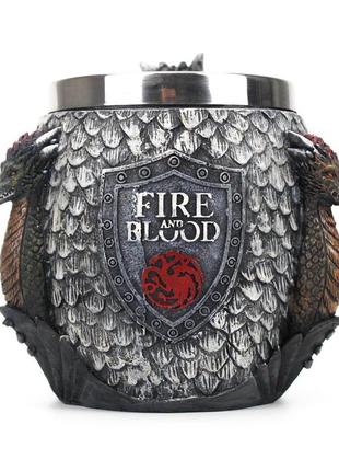 Кружка чашка игра престолов fire and blood targaryen 3d дом таргариен таргариены