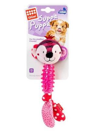 Игрушка для собак обезьянка с пищалкой gigwi suppa puppa, текстиль, резина, 20 см