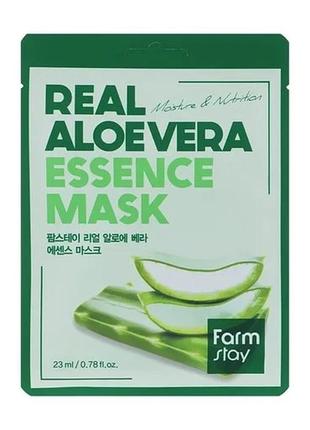 Маска тканинна з екстрактом алоє farmstay real aloe vera essence mask з алое, 23 мл