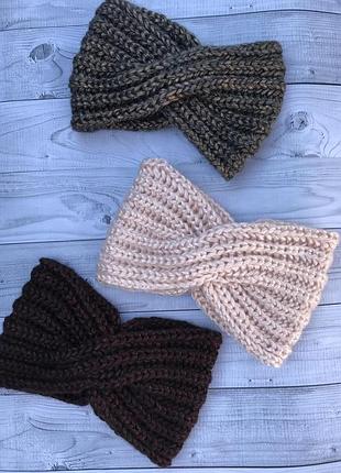 В'язана пов'язка на голову, напівшерсть повязочка, тепла на голову, чалма, в'язана чалма