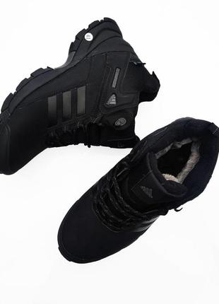Зимові чоловічі черевики adidas climaproof чорні (нубук)