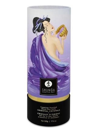 Сіль для ванни shunga oriental crystals bath salts — exotic fruits (500 г), сіль мертвого моря feromon