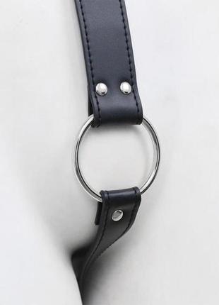 Мужская кожаная портупея с кольцом для пениса универсальный размер чёрный ( 130-148 )9 фото