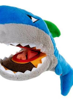 Іграшка для зобак акула для ліків з пищалкою gigwi basic, текстиль, 302 фото