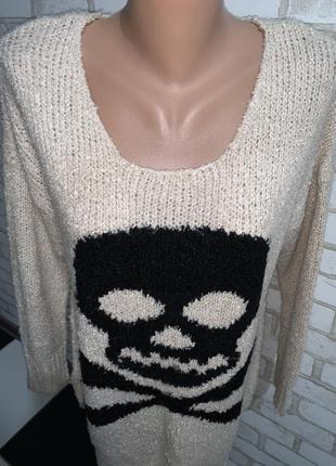 Тёплый модный свитерок с черепом оверсайз /бохо бренд ax paris4 фото