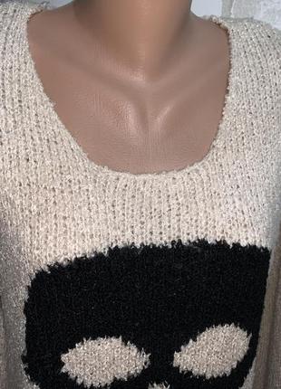 Тёплый модный свитерок с черепом оверсайз /бохо бренд ax paris6 фото