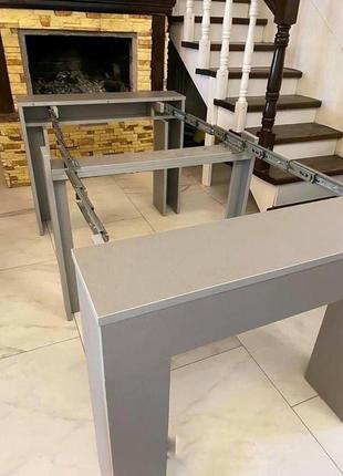 Стол - трансформер стол - консоль серый обеденный стол раскладной3 фото