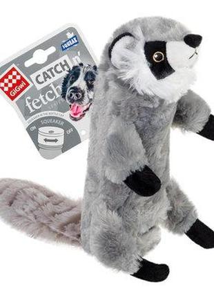 Іграшка для собак шкурка єнота з пляшкою пищалкою gigwi catch & fetch, штучне хутро, пластик, 51 см2 фото