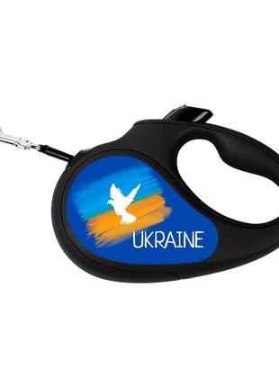 Повідець-рулетка для собак waudog r-leash, малюнок "прапор", розмір xs, довжина 3 м (до 12 кг)