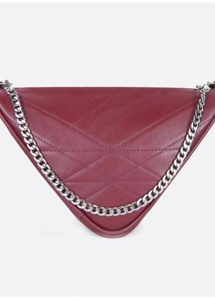 Бордовая треугольная кожаная сумка bermuda svitlana zubko арт. s1401-1