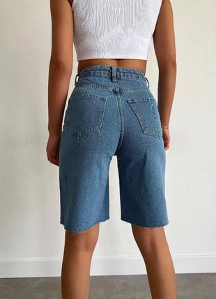 Шорты женские стильные джинсовые синие4 фото