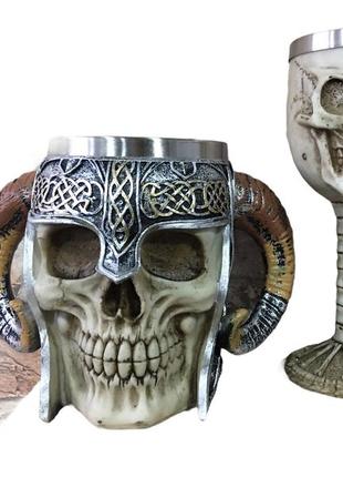Подарунковий набір гуртка чашка келих 3d сатан череп в тріщинах великі подарунок3 фото